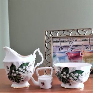 Bluebird Cream and Sugar Set + Limoges Miniature